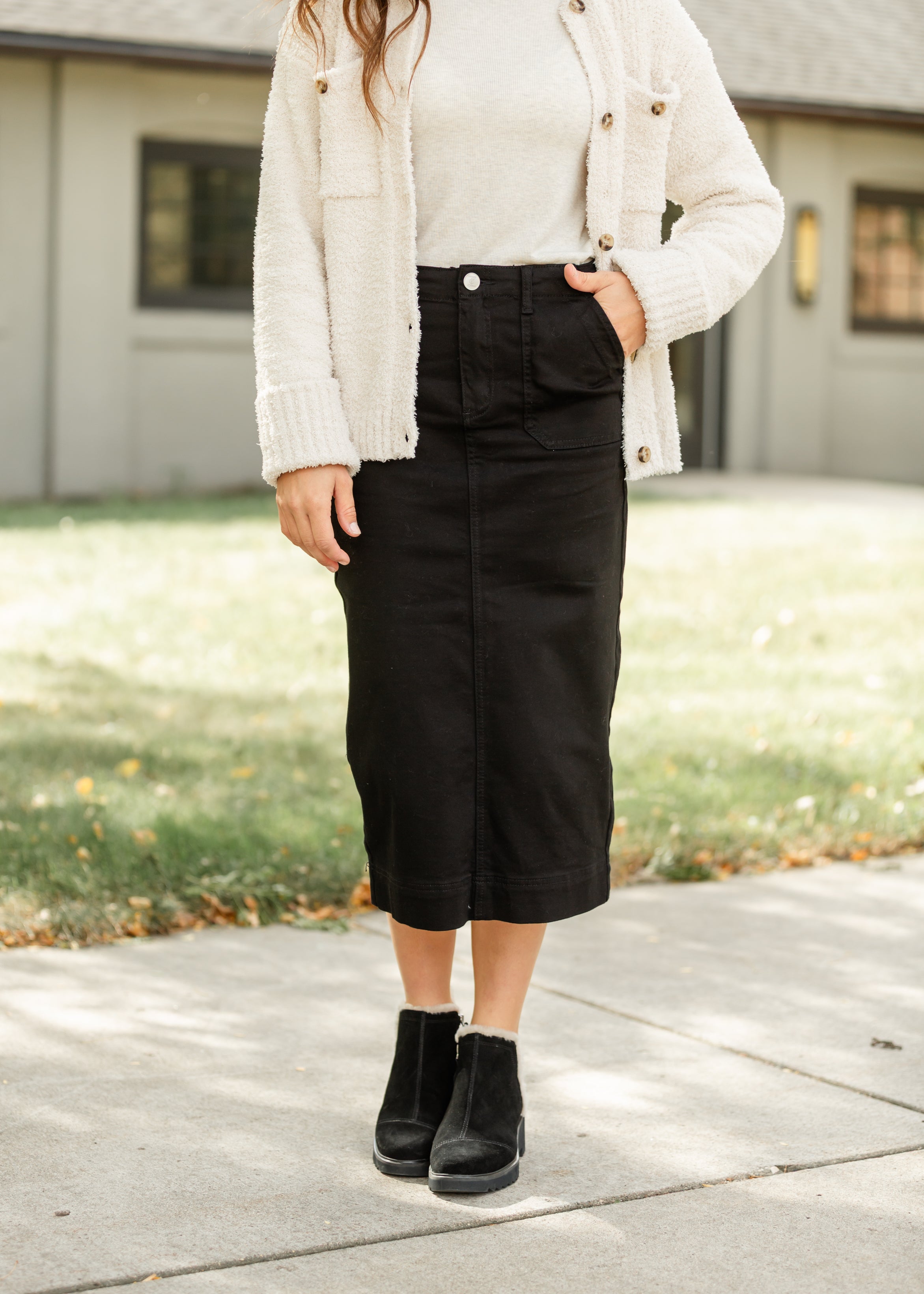 Erica Cotton Twill Midi Skirt - FINAL SALE